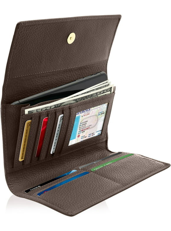 Trifold Clutch RFID Wallets For Women - Large Womens Wallet With Coin Pouch Leather Organizer With Removable Checkbook Cover Gifts For Women