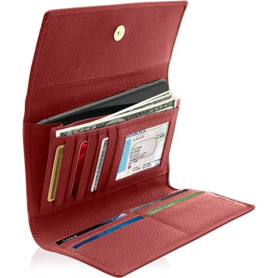 Trifold Clutch RFID Wallets For Women - Large Womens Wallet With Coin Pouch Leather Organizer With Removable Checkbook Cover Gifts For Women