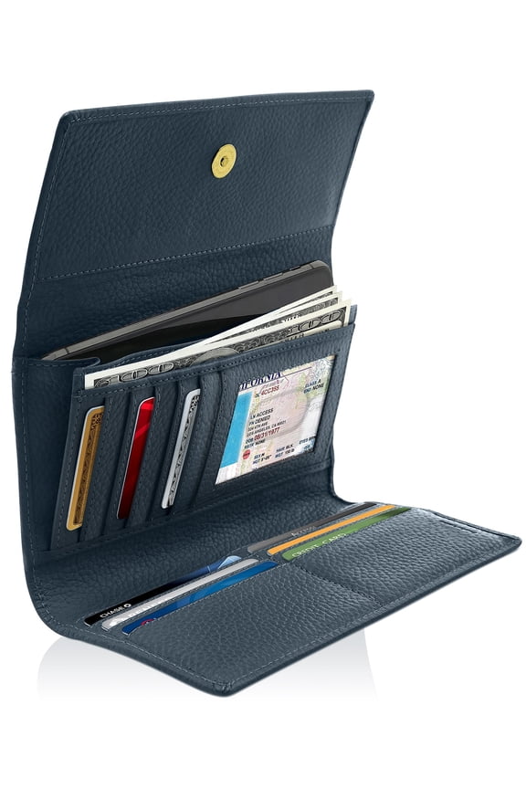 Trifold Clutch RFID Wallets For Women - Large Womens Wallet With Coin Pouch Leather Organizer With Removable Checkbook Cover Gifts For Women