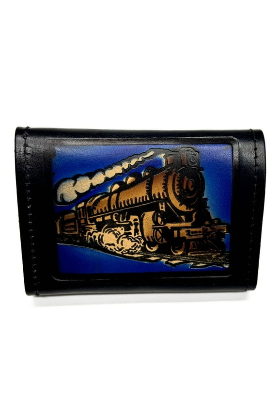 Trifold Embossed Leather Wallet - Train - Eagle - Firefighter - Live to Ride