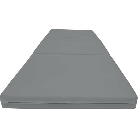 Trifold Foam Beds, Floor Tri-Fold Bed, Foldable Shikibuton Mattress Cushion Topper Mat for Space Saving Sleepover 3x27x75 in, Gray