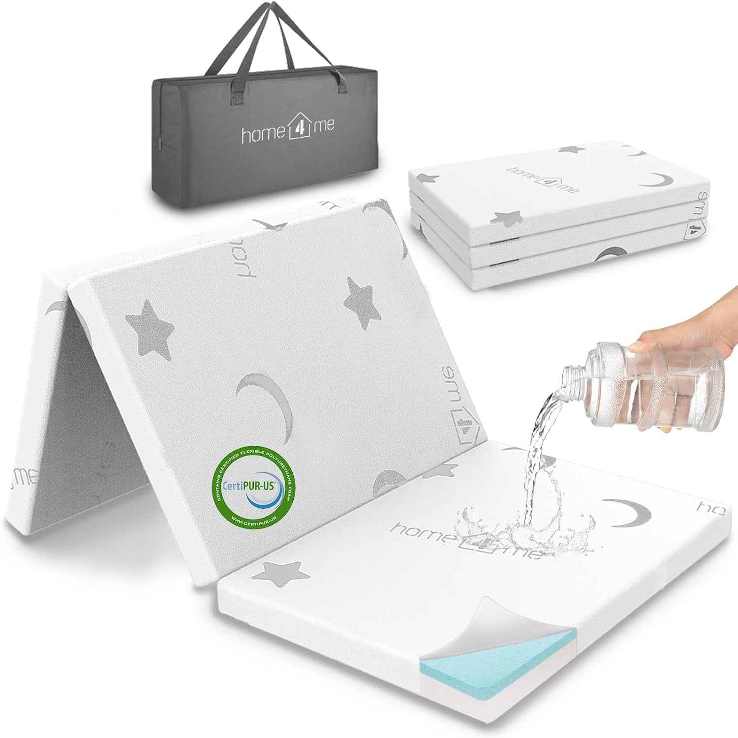 Trifold Foldable Pack Ad Play Mattress, 38" X 26"X 2.4'' Pack Play