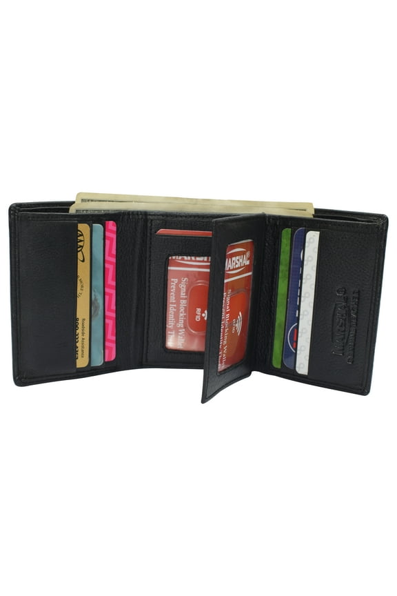 Trifold Genuine Leather Mens Wallet Flap ID Card Case 1107