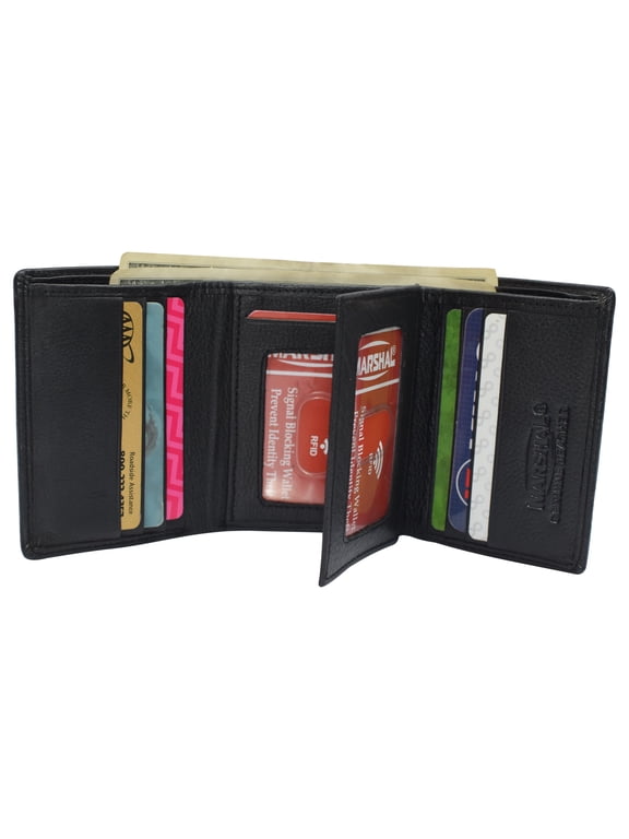 Trifold Genuine Leather Mens Wallet Flap ID Card Case 1107