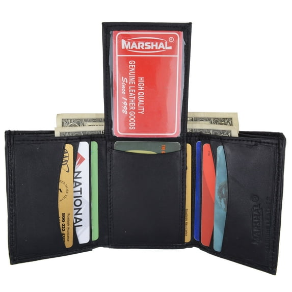 Trifold Middle Flap ID Lambksin Leather Wallet 3755