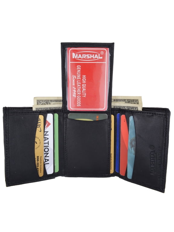 Trifold Middle Flap ID Lambksin Leather Wallet 3755
