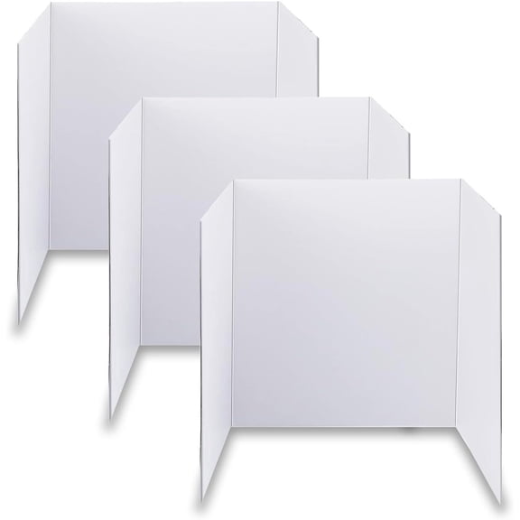 Trifold Poster Board, 24" x 16", 3-Pack, White Corrugated Project Boards for Science Fairs, School Projects, Event Displays