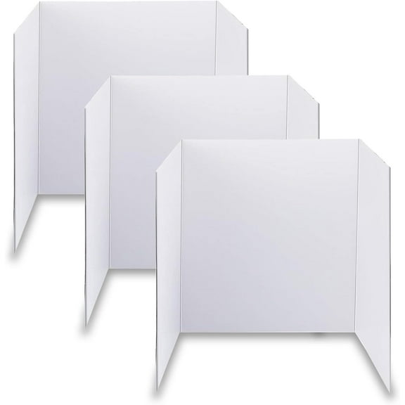 Trifold Poster Board, 24" x 16", 3-Pack, White Corrugated Project Boards for Science Fairs, School Projects, Event Displays, and Business Presentations