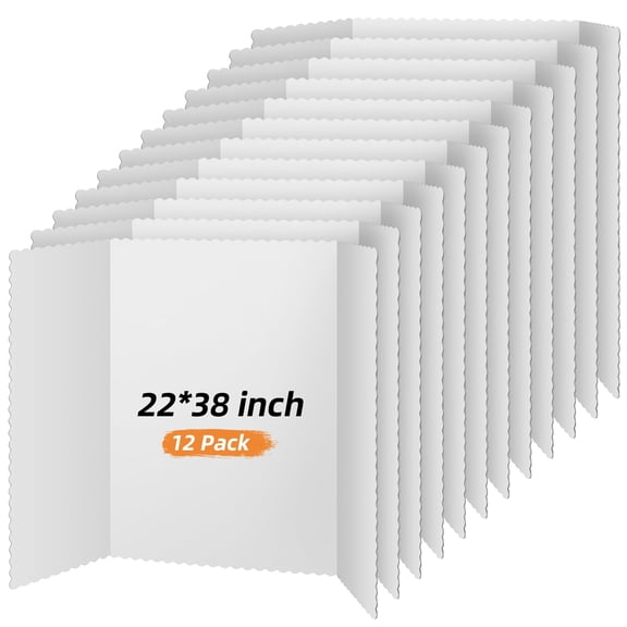 Trifold Presentation Board White 22 x 38 Inch 12 Count
