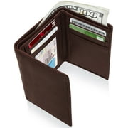 Trifold Wallets For Men RFID - Leather Slim Mens Wallet With ID Window Front Pocket Wallet Gifts For Men