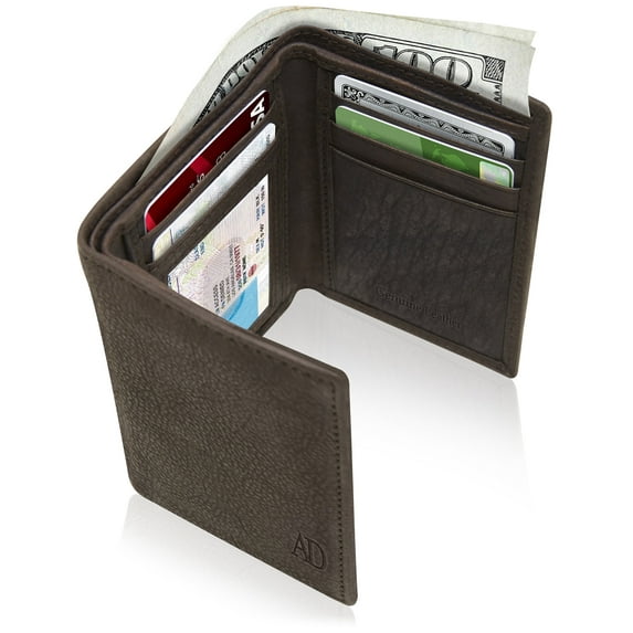 Trifold Wallets For Men RFID - Leather Slim Mens Wallet With ID Window Front Pocket Wallet Gifts For Men