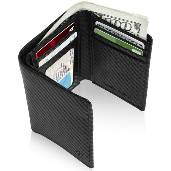 Trifold Wallets for Men RFID - Leather Slim Mens Wallet with ID Window Front Pocket Wallet Gifts for Men