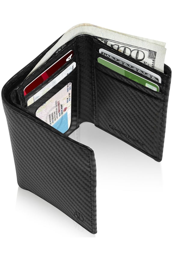 Trifold Wallets for Men RFID - Leather Slim Mens Wallet with ID Window Front Pocket Wallet Gifts for Men