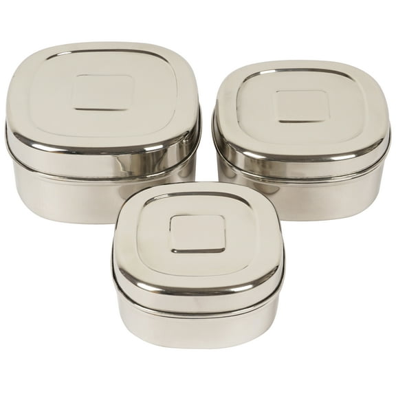 Trifri 3,Piece Metal Nested Canister Storage Set- Steel Containers- Airtight Leak-Proof Food Storage Box Reusable Containers