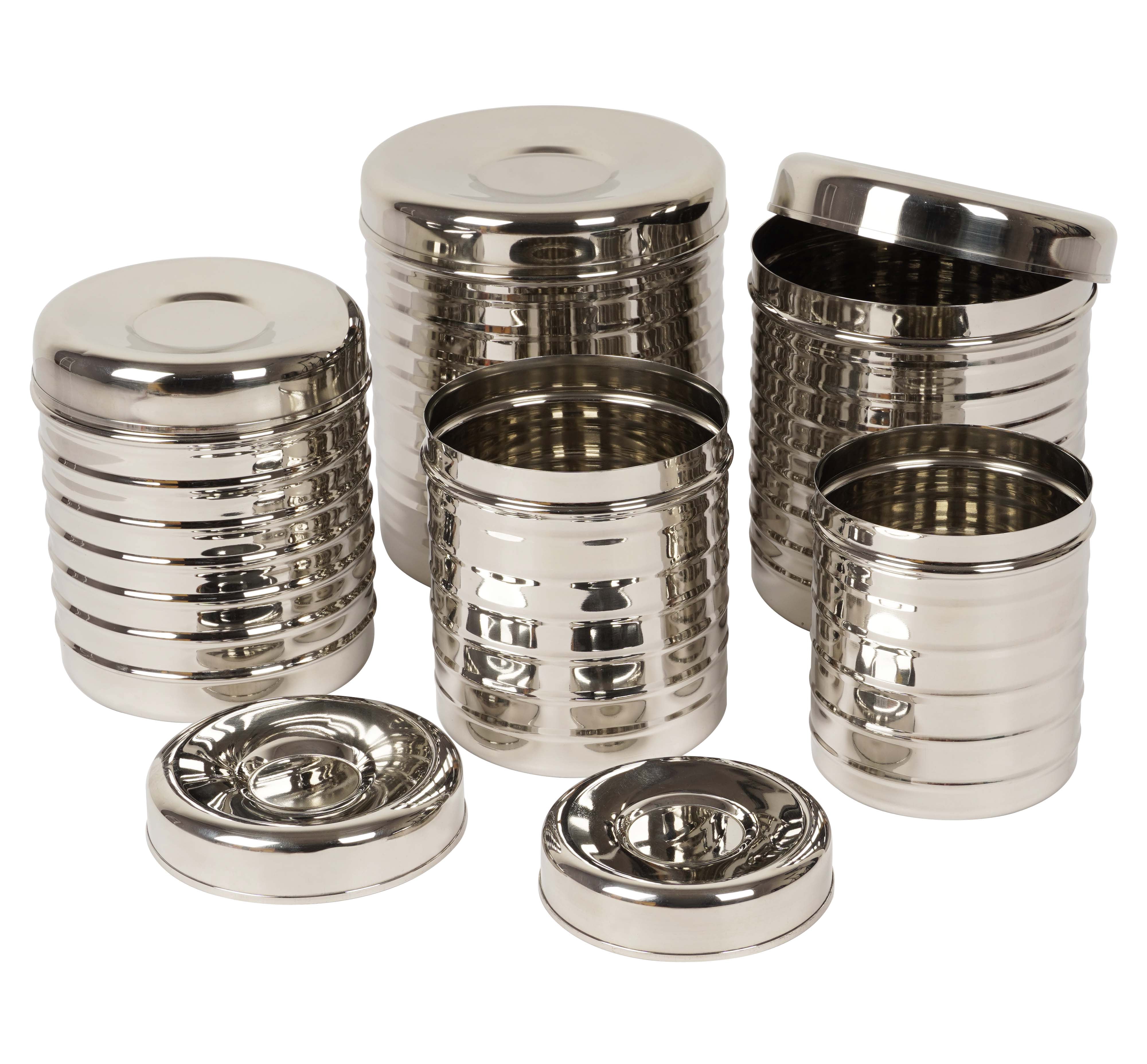 Trifri 5,Piece Metal Nested Canister Storage Set- Steel Containers ...
