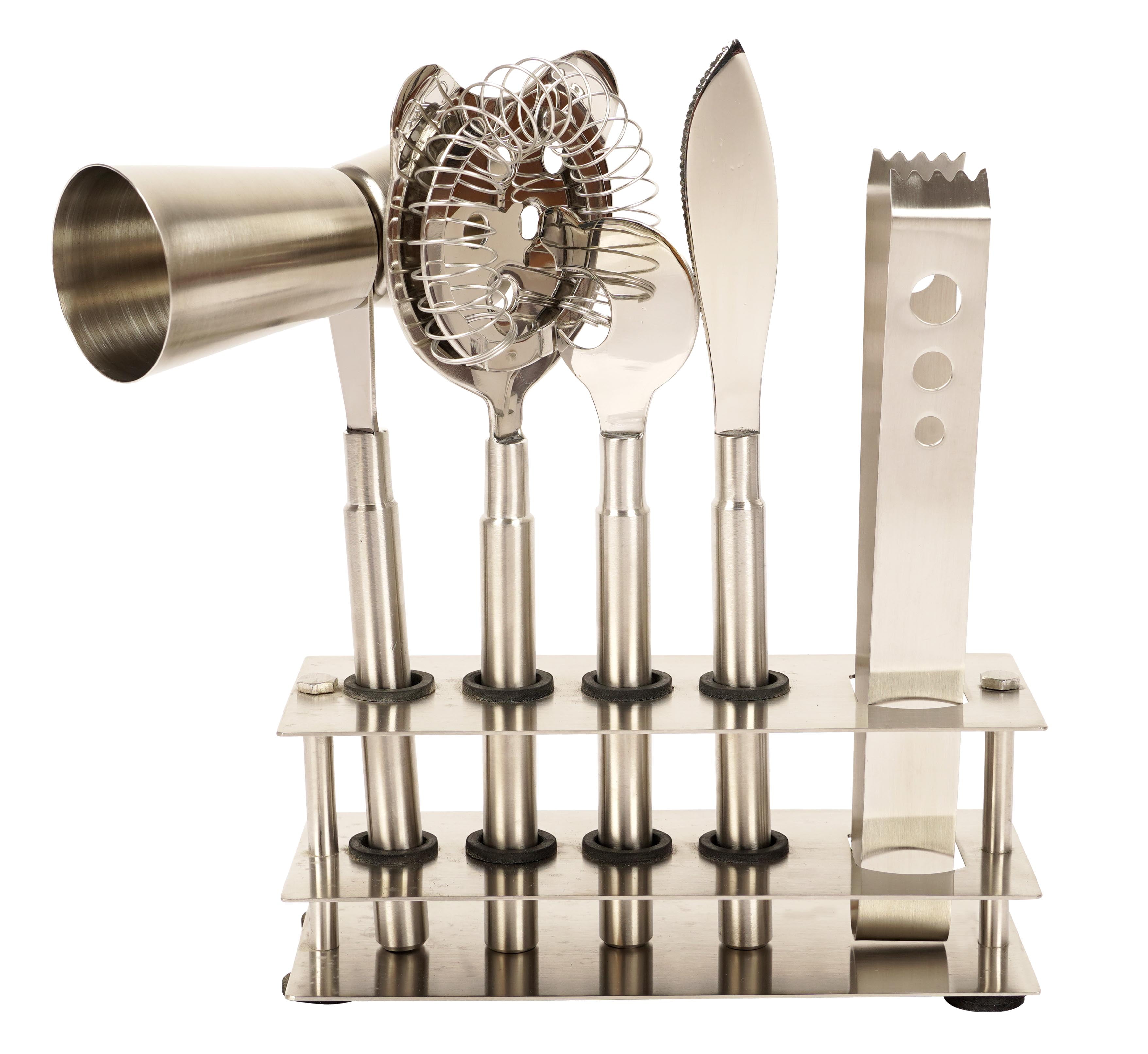 Trifri Bar Set Tools Cocktail Bartender Kit W/ Stand 5,Piece Stainless