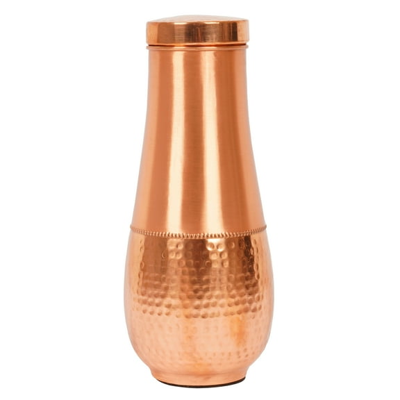 Trifri Copper Drinking Water BottleRound Tulip Pot Water Bottle1.5 Ltr.Copper Vessel Leak Proof Drinking Bottle For Sports Yoga
