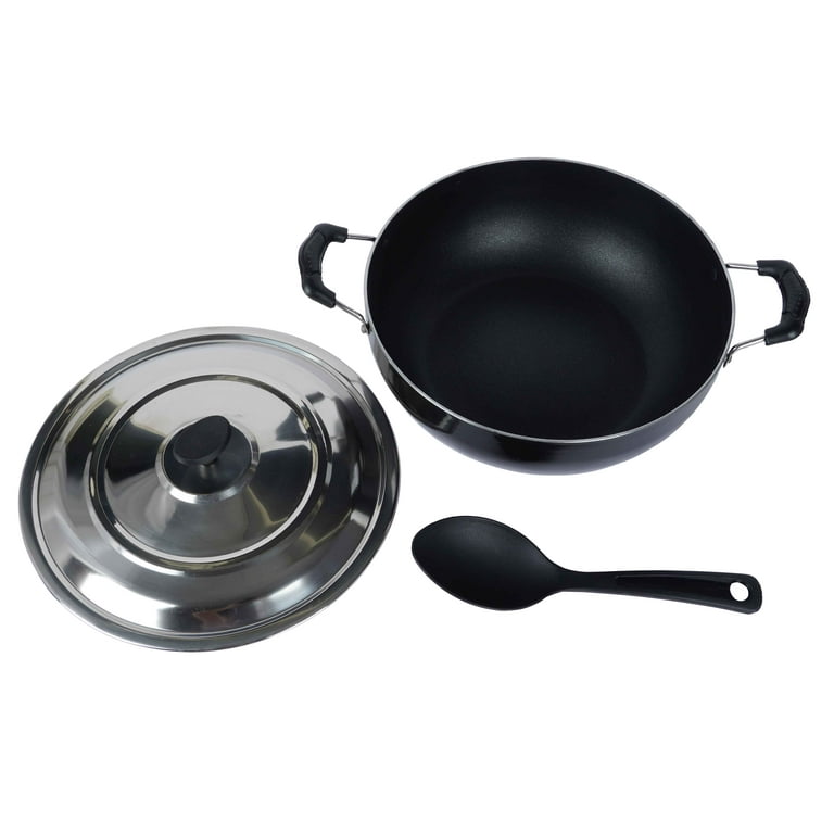 Stainless Steel Cookware deals Set With Lid I Non Stick Pan Kadai I Stainless Steel Cooking Karahi I Kadhai with Lid I Kitchen Cooking Utensils