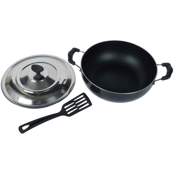 Trifri Non,Stick Kadai Turner With LidNon Stick Coating Induction Base Cookware Kitchen Accessories Cooking Kadhai