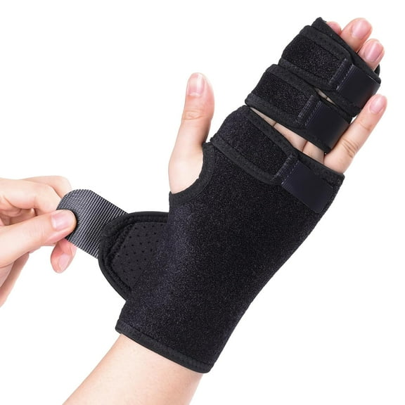 Trigger Finger Splint, 3 Finger Brace for Index, Middle, Ring or Little Finger, Adjustable Hand Splint for Broken Fingers, Finger straightener for Arthritis Contractures