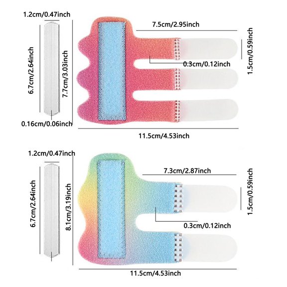 Trigger Finger Splint with 3 Straps for Trigger Finger, Broken Finger Support, Metal Insert for Straightening, Soft SBR Breathable, Fits Index Middle Ring Finger Rainbow Gradient
