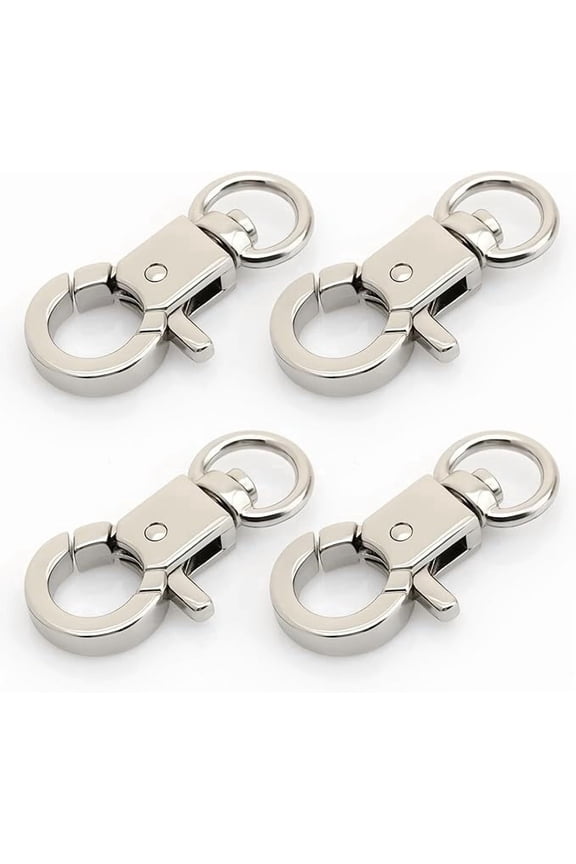4pcs Silver Swivel Lobster Claw Clasp Snap Hook – Circle Shape Trigger Clip for Keychain, Bag, DIY Craft (VT366)