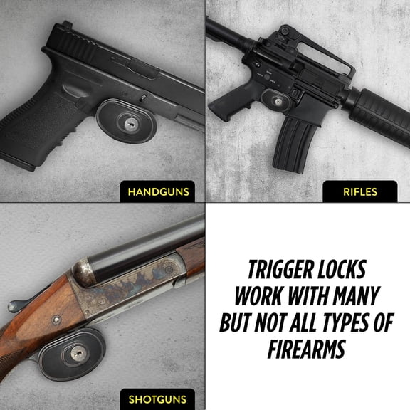 Trigger Lock, Gun Lock with Key, Adjustable Ratchet Mechanism, Easy-to-Attach Gun Locks with Protective Rubber Pads for Pistols, Rifles, & Shotguns
