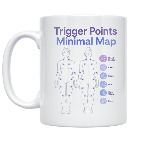 Trigger Points Minimal Map - Chronic Pain Awareness Advocate - 11 oz Ceramic Coffee Mug