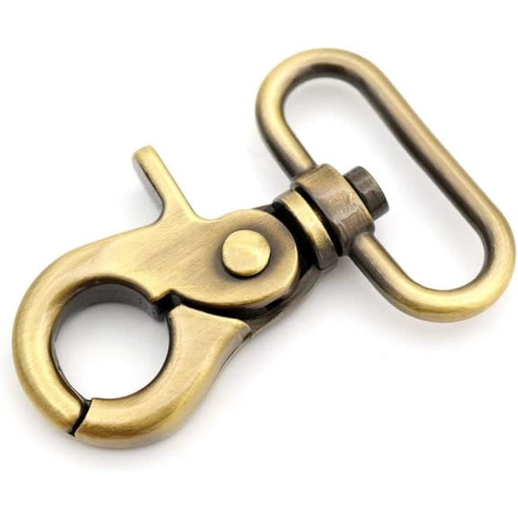 Trigger Snap Hook Metal Swivel Lobster Clasps Purse Bag Clips Quality Finish VTHO 2PCS (3/4 Inch, Brushed Brass)