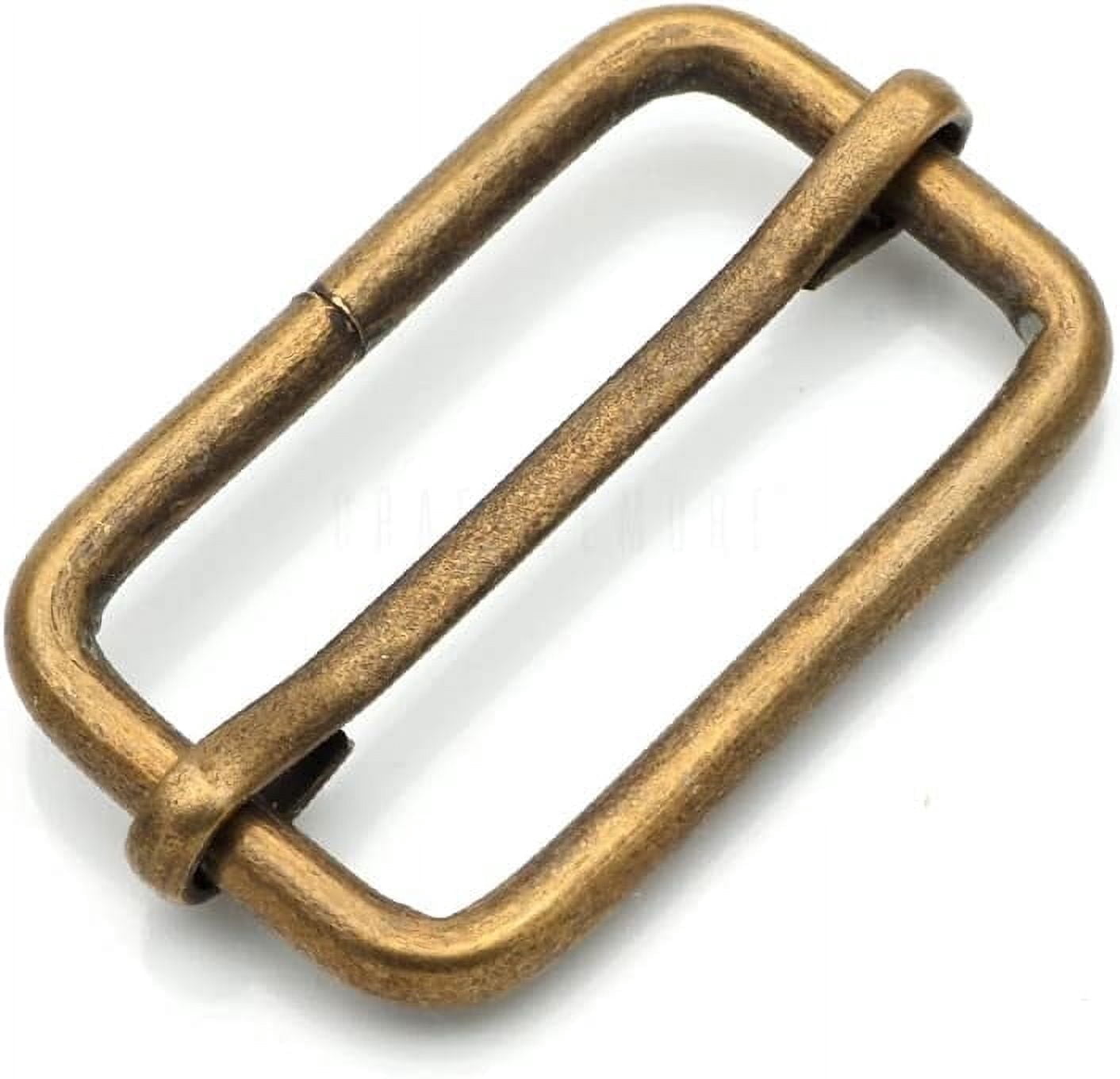 CRAFTME STUDIO 1-1/2 Inch Triglide Slider Belt Keeper with Movable Bar Strap Adjuster, Rectangle Purse and Bag Webbing Hardware, 10 PCS (Antique Brass)