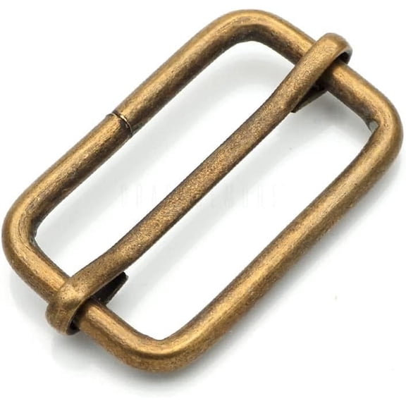 CRAFTME STUDIO 1-1/2 Inch Triglide Slider Belt Keeper with Movable Bar Strap Adjuster, Rectangle Purse and Bag Webbing Hardware, 10 PCS (Antique Brass)
