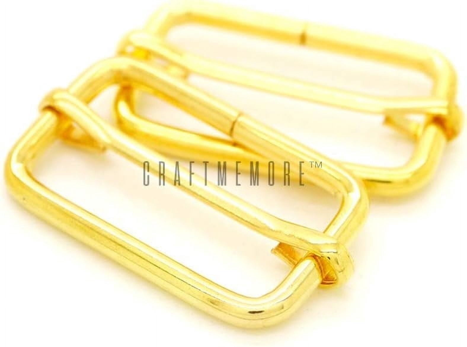 CRAFTME STUDIO 1-1/2 Inch Triglide Slider Belt Keeper with Movable Bar Strap Adjuster, Rectangle Purse and Bag Webbing Hardware, 100 PCS (Gold)