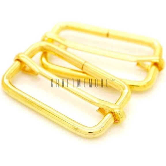 CRAFTME STUDIO 1-1/2 Inch Triglide Slider Belt Keeper with Movable Bar Strap Adjuster, Rectangle Purse and Bag Webbing Hardware, 100 PCS (Gold)