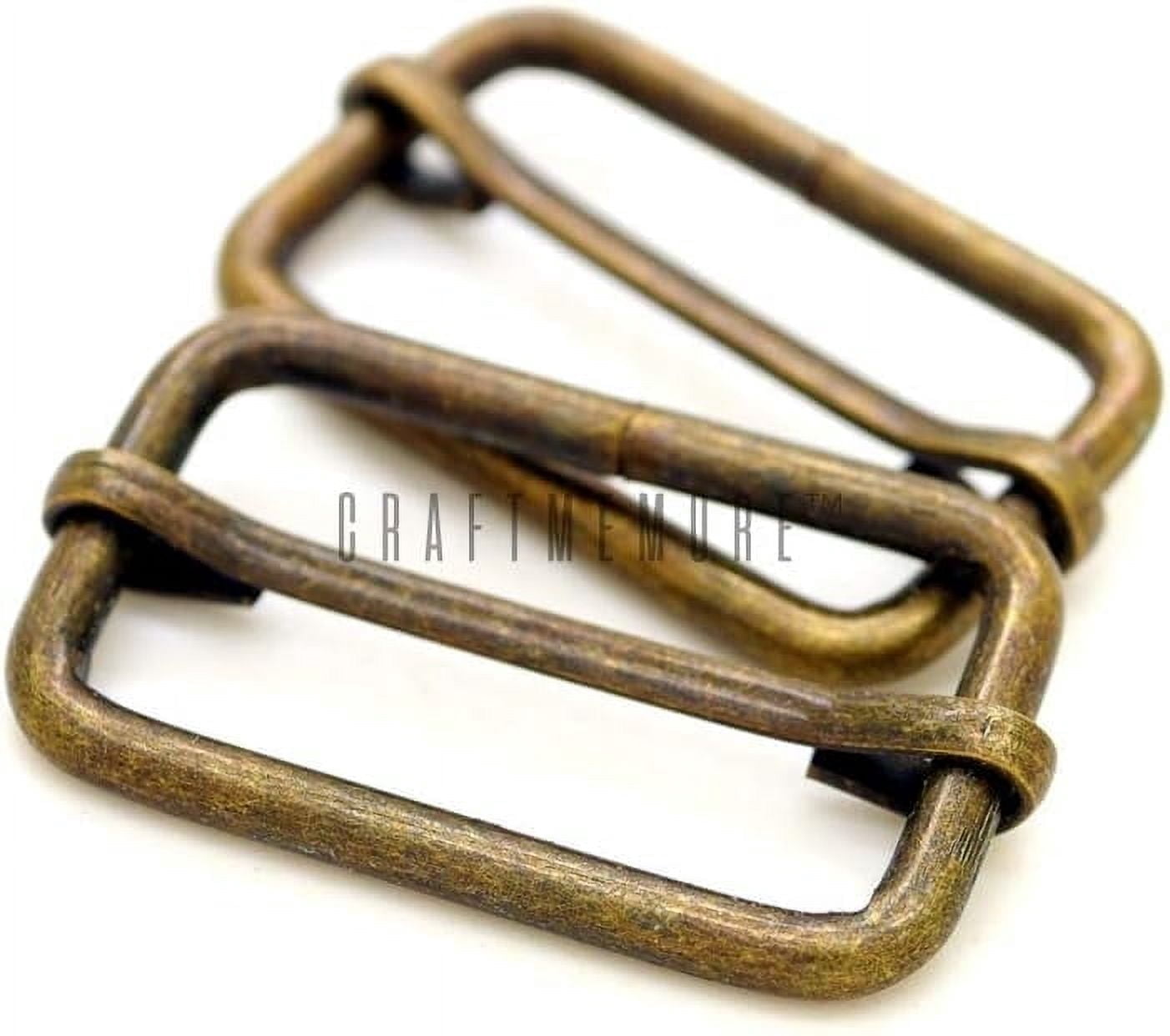 CRAFTME STUDIO 1-1/4 Inch Triglide Slider Belt Keeper with Movable Bar Strap Adjuster, Rectangle Purse and Bag Webbing Hardware, 100 PCS (Antique Brass)