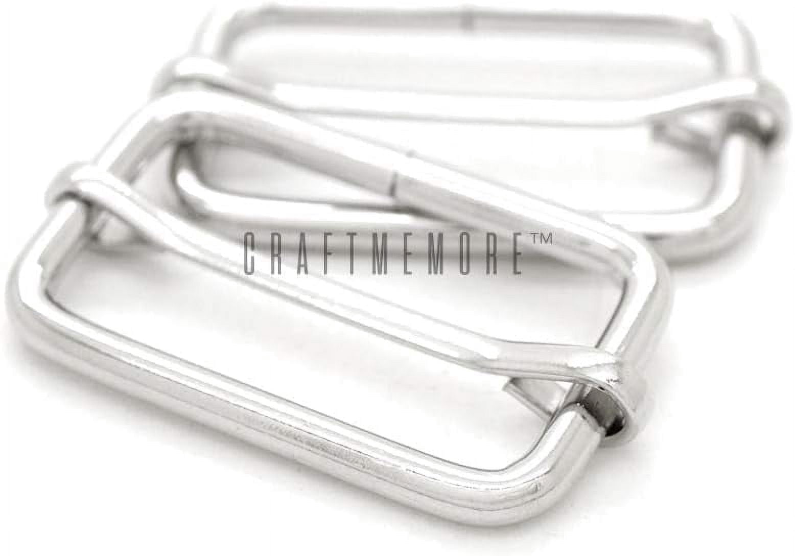 CRAFTME STUDIO 1-1/4 Inch Triglide Slider Belt Keeper with Movable Bar Strap Adjuster, Rectangle Purse and Bag Webbing Hardware, 100 PCS (Silver)