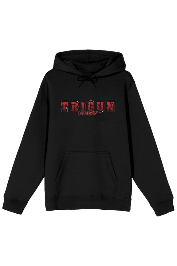 Trigun Kanji Logo Long Sleeve Black Adult Hooded Sweatshirt-Medium