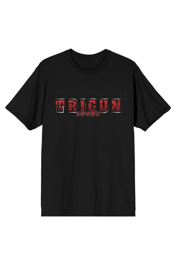 Trigun Logo Crew Neck Short Sleeve Men's Black T-shirt-Large