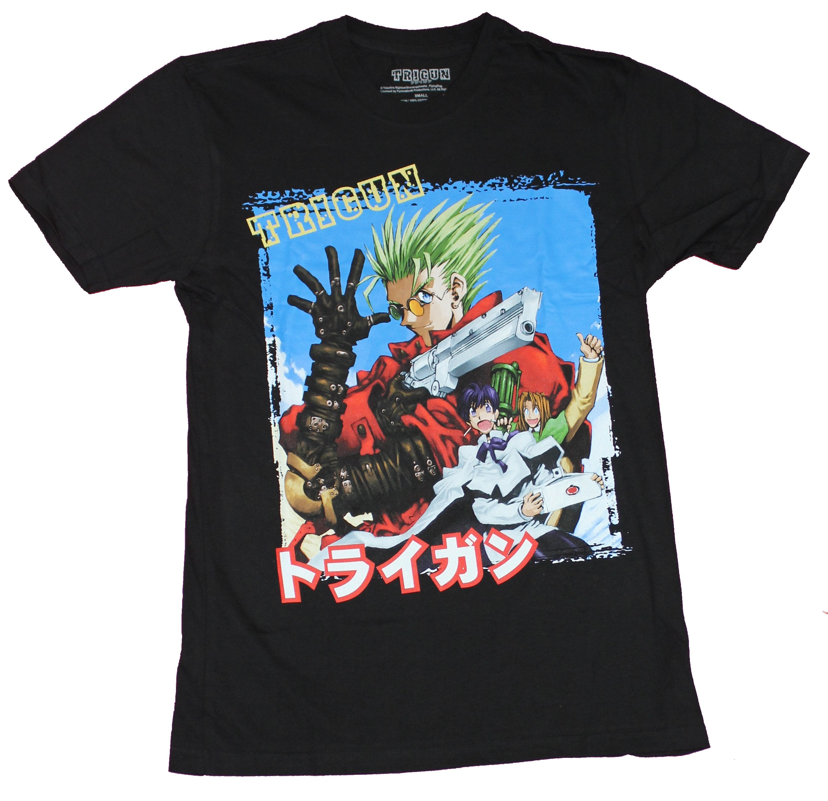 Trigun Mens T-Shirt - Character Box Over Kanji Image (Small