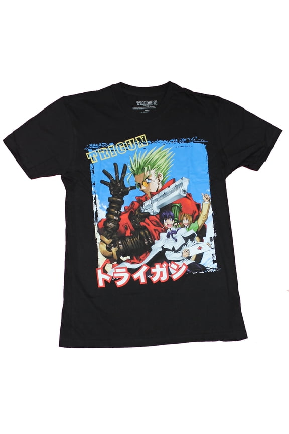 Trigun Mens T-Shirt - Character Box Over Kanji Image (Small)