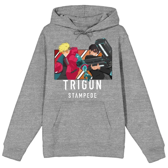 Trigun Stampede Group Art gray Heather Adult Hooded Sweatshirt-3XL