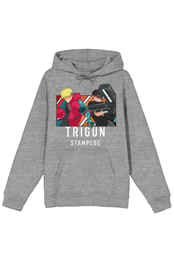 Trigun Stampede Group Art gray Heather Adult Hooded Sweatshirt-3XL