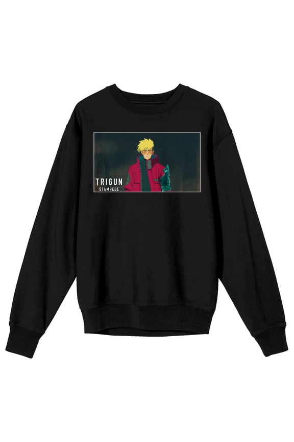 Trigun Stampede Vash Screengrab Crew Neck Long Sleeve Black Adult Sweatshirt-3XL