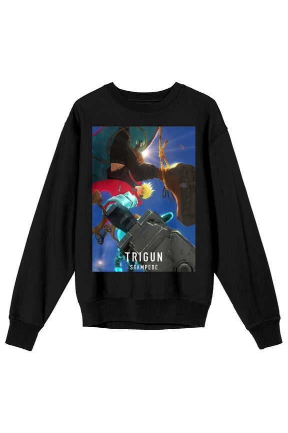 Trigun Stampede Vash The Stampede Crew Neck Long Sleeve Black Adult Sweatshirt-3XL
