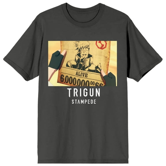 Trigun Stampede Wanted Art Crew Neck Short Sleeve Charcoal Women's T-shirt
-Small