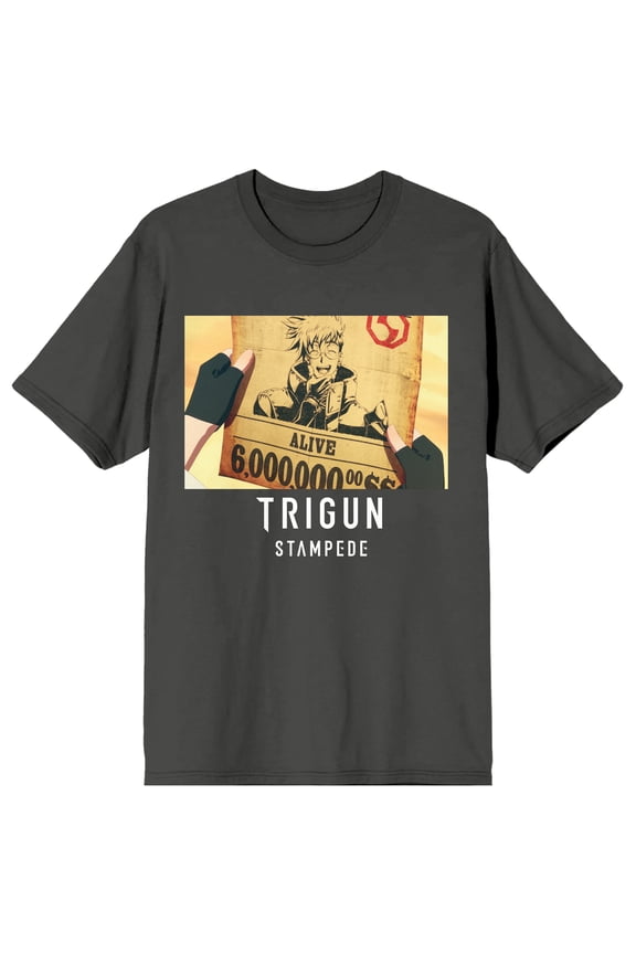 Trigun Stampede Wanted Art Crew Neck Short Sleeve Charcoal Women's T-shirt
-Small
