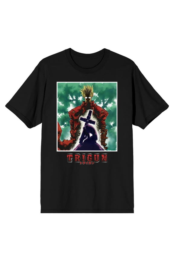 Trigun Vash & Nicholas Crew Neck Short Sleeve Men's Black T-shirt-3XL