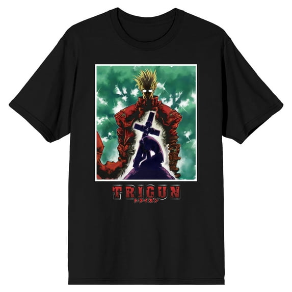 Trigun Vash & Nicholas Crew Neck Short Sleeve Men's Black T-shirt-XL
