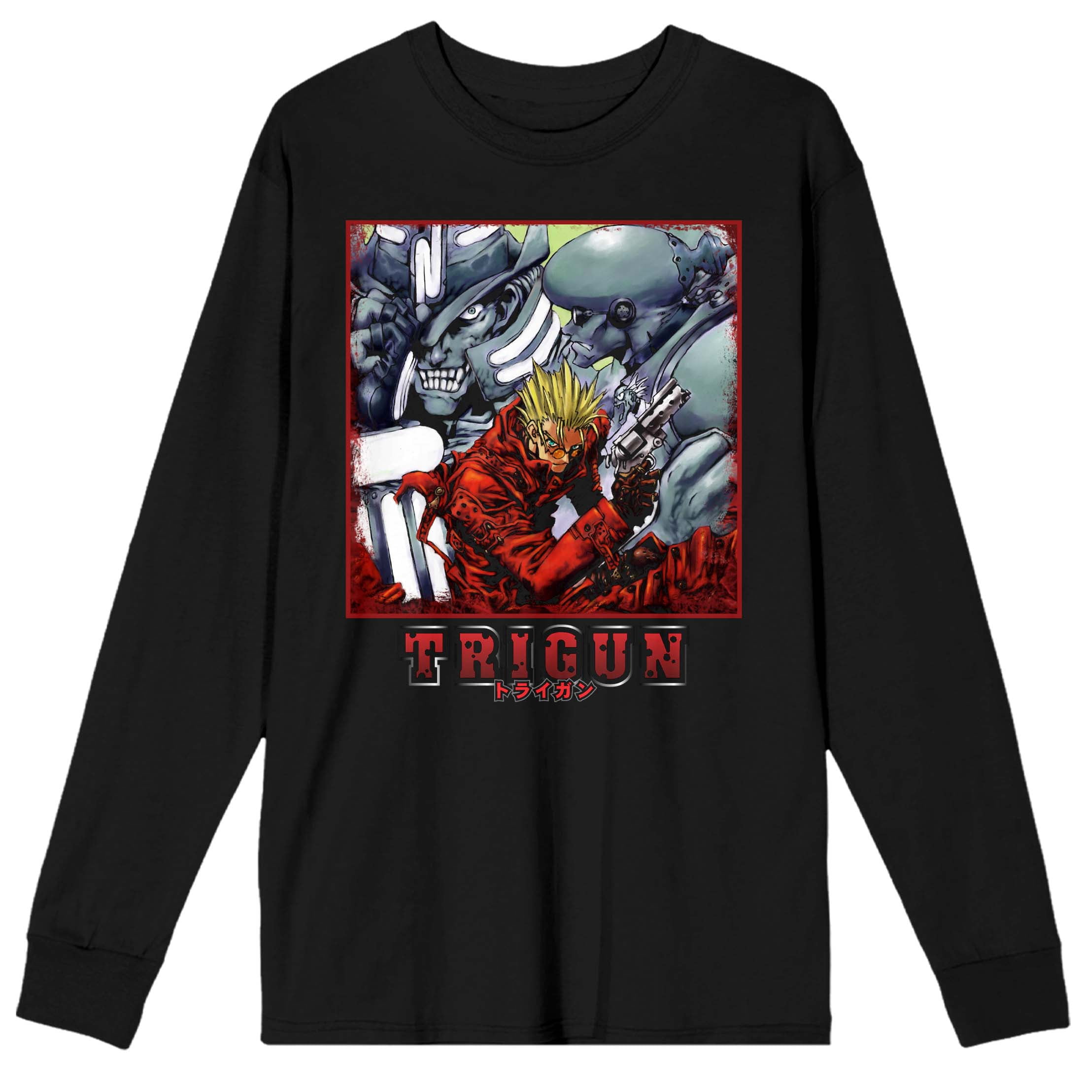 Trigun Vash The Stampede Crew Neck Long Sleeve Black Adult Tee-3XL 