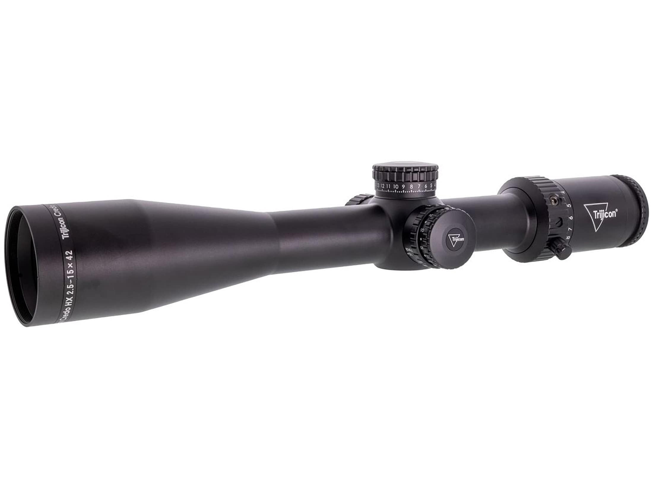 Trijicon Credo HX 2.5-15x42mm 30mm Tube Rifle Scope, Second Focal Plane, BDC Hunter Holds Reticle, Satin Black