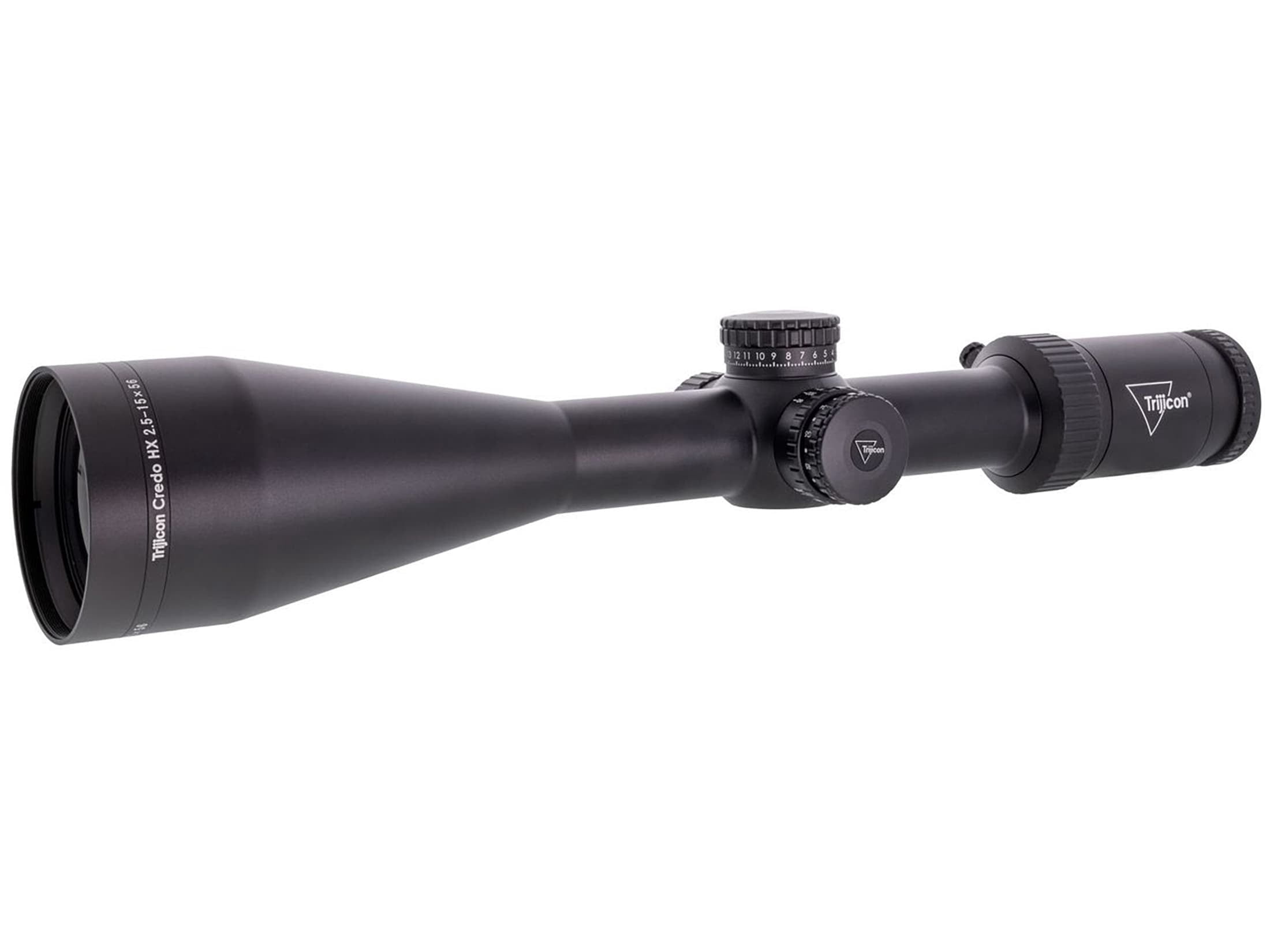 Trijicon Credo HX 2.5-15x56mm 30mm Tube Rifle Scope, Second Focal Plane, BDC Hunter Holds Reticle, Satin Black